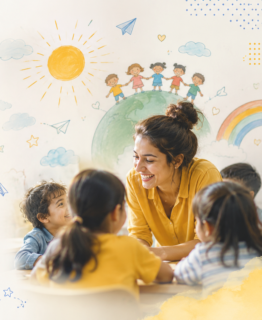 Teacher with children